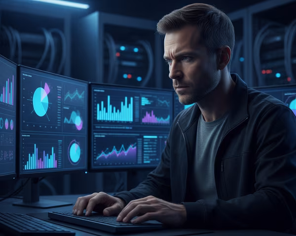 Data analyst at screens